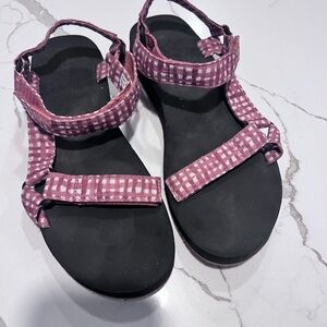 LL Bean 4 Point Sandal Red/White Sz 9